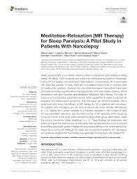 Pdf Meditation Relaxation Mr Therapy For Sleep Paralysis A Pilot Study In Patients With Narcolepsy