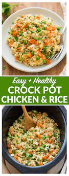 Easy Cheesy Crock Pot Chicken And Rice Casserole Simple And So Yummy One Of Our Fa Chicken Crockpot Recipes Healthy Crockpot Recipes Easy Slow Cooker Recipes