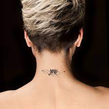 Joy Tattoo On Back Of Neck Google Search Neck Tattoos Women Neck Tattoo Back Of Neck Tattoo