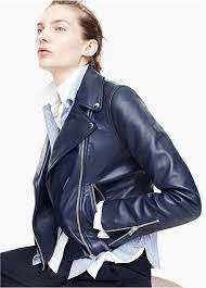 Women S Clothing J Crew Navy Leather Jacket Leather Jacket Outfits Leather Jacket Black