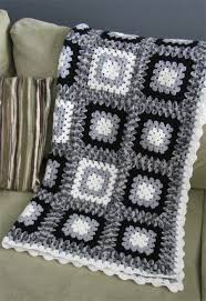 Black And White Crochet Baby Blanket Pattern Crochet Blanket Black White Grey Granny Square Acrylic Yarn Bedding Crochet Blanket Patterns Crochet Blanket Grey Granny Square