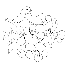 Coloring is a fun activity that lets children be creative and express themselves. Online Summer Coloring Page A Bird On A Branch With Flowers