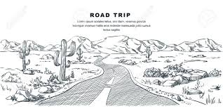 How to draw a desert scene. Desert And Mountains Road Landscape Vector Vintage Sketch Illustration Nature Environment Calm Scene Outdoor Adventures And Travel Hand Drawn Background Royalty Free Cliparts Vectors And Stock Illustration Image 139414028