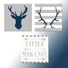 Baby Boy Nursery Decor Antlers Deer Head Arrows Little Man Cave Navy Grey Three Prints Art Baby Boy Nursery Decor Nursery Decor Boy Boy Nursery