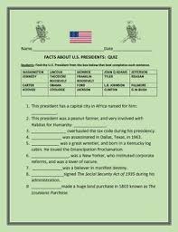 For many people, math is probably their least favorite subject in school. Us Presidents Quiz Worksheets Teaching Resources Tpt