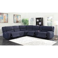 Indigo Blue 6 Piece Reclining Sectional Sofa Rock Quarry Reclining Sectional Sectional Sofa With Recliner Sectional Sofa