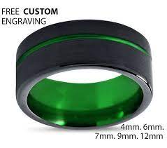 Mens Wedding Band Black Green Wedding Ring Tungsten Ring Etsy Mens Wedding Bands Black Tungsten Wedding Bands Mens Wedding Bands Blue