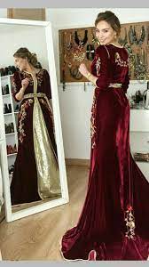 قفطان مغربي موبرة باللون الاحمر مطروزة فخامة جمال و رقي من نوع خاص moroccan dress morrocan dress traditional dresses