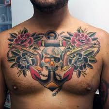 70 Traditional Anchor Tattoo Designs For Men Vintage Ideas Traditional Anchor Tattoo Traditional Chest Tattoo Chest Tattoo