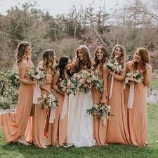 Sheath Crew Floor Length Dusty Orange Chiffon Bridesmaid Dress With Split Orange Bridesmaid Dresses Flower Girl Dresses Vintage Orange Chiffon Bridesmaid Dress