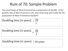 For example 5% must be entered as 5 instead of 0.05. How To Use Doubling Time Formula
