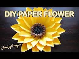 Sunflower Paper Flower Tutorial Big Paper Flower Step By Step Paper Flower Video Youtube Paper Sunflowers Paper Flower Tutorial Paper Flowers