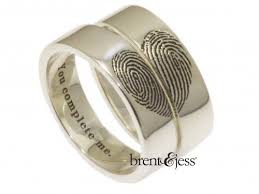 You Complete Me Fingerprints In Shape Of Heart Set Of Wide Fingerprint Wedding Bands W Fingerprint Wedding Bands Fingerprint Wedding Unique Wedding Band Sets