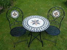 Mosaic Bistro Table Sets Piece Metal Mosaic Bistro Set For Two 60cm Table And 2 Folding Chairs Bistro Set Garden Patio Sets Patio Chairs