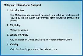 Pasport malaysia) is the passport issued to citizens of malaysia by the immigration department of malaysia. Malaysian International Passport
