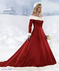 Gown In Rich Red With White Fur Trim Perfect For A Winter Vow Renewal Christmas Wedding Dresses Red Wedding Dresses Winter Wedding Gowns