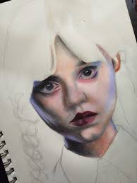 My drawing of Wednesday using colored pencil 🫀