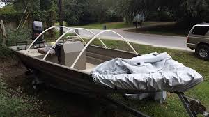 Landau 14 foot jon, fully decked, carpeted, and polyurethaned. Diy Boat Cover Project Skiff Life