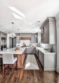 Trout Grey By Benjamin Moore 25 Sheen The Grey Paint Color On The Cabinets Is A Custom Mi Farmhouse Kitchen Remodel Kitchen Remodel Small Grey Kitchen Designs