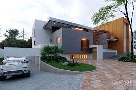 Glass Facades Roof Terrace Ball Room Basement Car Park For 6 Vehicles Are Some Of The Features Of This Mansion A Raised Platform Desain Rumah Rumah Desain
