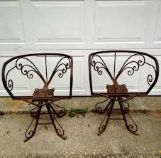 Vintage Pair Mid Century Cast Iron Swivel Chair Steampunk Garden Patio Rare Antique Chairs Chair Old Chairs