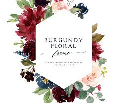 Watercolor Flower Frame Clipart Burgundy Floral Small Etsy In 2020 Flower Frame Flower Frame Png Watercolor Flowers