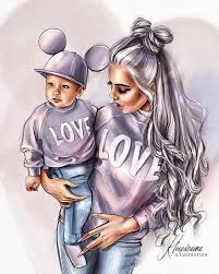 pin by oumaima mimi on dessin mother daughter art mother art girls cartoon art