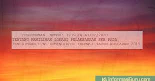Lolos tes skd cpns kemendikbud! Pengumuman Pemilihan Lokasi Pelaksanaan Skb Cpns Ta 2019 Informasiguru Com