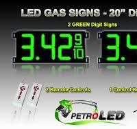 20 Inch Digits - LED Gas sign package - 2 Green Digital Price Gasoline LED  SIGNS - Complete Package w/ RF Remote Control - 57"x24"