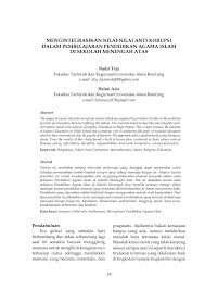 Korupsi, antikorupsi, dan pendidikan antikorupsi. Pdf Mengintegrasikan Nilai Nilai Anti Korupsi Dalam Pembelajaran Pendidikan Agama Islam Di Sekolah Menengah Atas