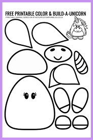 free printable unicorn template color build a unicorn