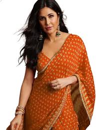 Nena Fashion Women's Georgette Saree With BLouse piece(Katrina KAif Style  Saree) (orange) : Amazon.in: Fashion