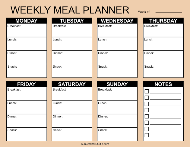 Meal Planners: Printable Weekly Menu Templates (PDF) – Free Printables, Lettering, SVG Files, Tools & Apps