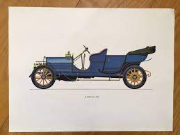 Lancia 1901 Classic Car Print Original Vintage Lithograph Etsy Classic Cars Veteran Car Lithograph Print