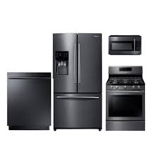 Samsung stainless steel kitchen packages samsung stainless steel kitchen appliance packages are available in 4 piece sets in combinations that can include a refrigerator, range, range hood, over the range microwave, and dishwasher. Package Samsung 4 Piece Kitchen Appliance Package With 5 8 Cubic Feet Gas Ra Kitchen Appliance Packages Black Stainless Steel Kitchen Kitchen Appliance Bundle