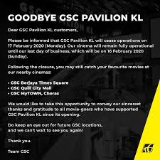 Proudly made in kota kinabalu, sabah. Gsc Pavilion Kl Will Be Closed