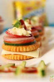 Monaco Biscuit Canapes How To Make Monaco Biscuit Toppings Recipe Food Snacks Indian Snack Recipes