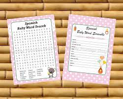 Two Pack Spanish Baby Shower Game Word Scramble Word Etsy Baby Shower Funny Funny Baby Shower Games Printable Baby Shower Games