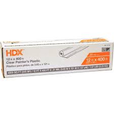 Hdx 12 Ft X 400 Ft 0 31 Mil High Density Painters Plastic Sheeting Hshd12 400 The Home Depot