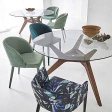 Table Ronde Verre Noyer O130 Cm Maricielo Table Salle A Manger Fauteuil De Table Salle A Manger Verre