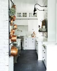 White Kitchen With Copper Accents Country Chic Kitchen Interior Design Kitchen Country Kitchen Lighting