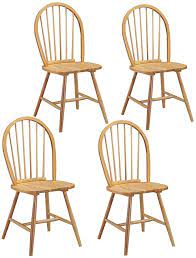Amazon Com Giantex Wood Dining Chairs Set Of 4 Windsor Chairs With Solid Wood Legs High Spindle Back H Shaped Wooden Side Chairs Wood Dining Chairs Chair