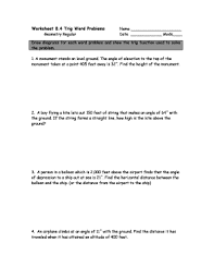 Word problems are emphasized for a deeper understanding of how math works, along with reinforcing basic math facts. Trigonometry Word Problems Worksheets With Answers Pdf Fill Online Printable Fillable Blank Pdffiller