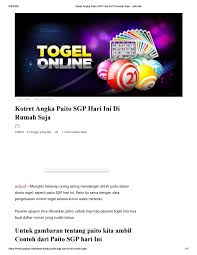 Kotret Angka Paito Sgp Hari Ini Di Rumah Saja By Siti Cahya Issuu