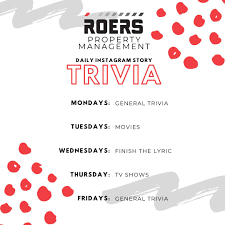 So, what are you waiting for? Roers Property Management Fargo Rpm Is Launching Daily Instagram Story Trivia Each Day Of The Work Week We Will Be Posting Themed Trivia Questions On Our Stories For You To Play
