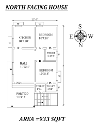 22 3 X39 North Facing 2bhk House Plan As Per Vastu Shastra Autocad Dwg And Pdf File Details 2bhk House Plan North Facing House House Plans With Photos