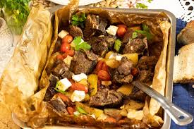 Lightly oil a baking dish. Lamb Kleftiko Greek Lamb Cooked In Parchment Paper Dimitras Dishes