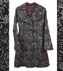 Black And Gold Paisley Vest Painted Paisley Jacket Womens Dress Coat Blazer Black Gold Metallic Vintage Waist Ruffled Lapel V Neck 80s Womens Dress Coats Jackets For Women Paisley Jacket