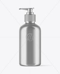 Download Metallic Cosmetic Bottle With Pump Mockup In Object Mockups On Yellow Images Object Mockups PSD Mockup Templates