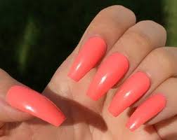 Look out for our new (old) line up in 2019! Amazon Com Peach Medium Long Coffin Press On Nails Long False Nail Tips 20 Pcs Full Cover Fake Nails 10 Size Beauty